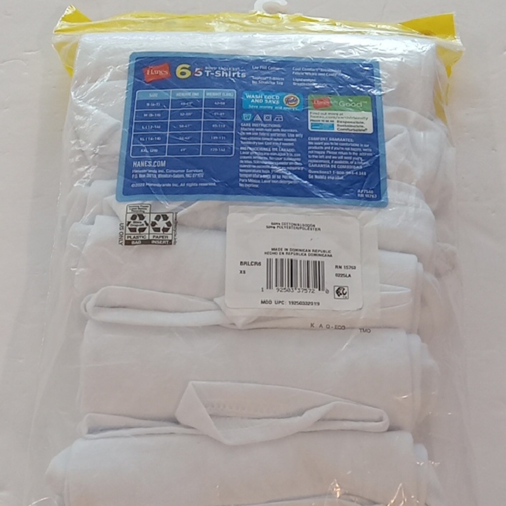 Hanes White Boys' Tagless Crewneck T-Shirts 6-Pack - Picture 2 of 5